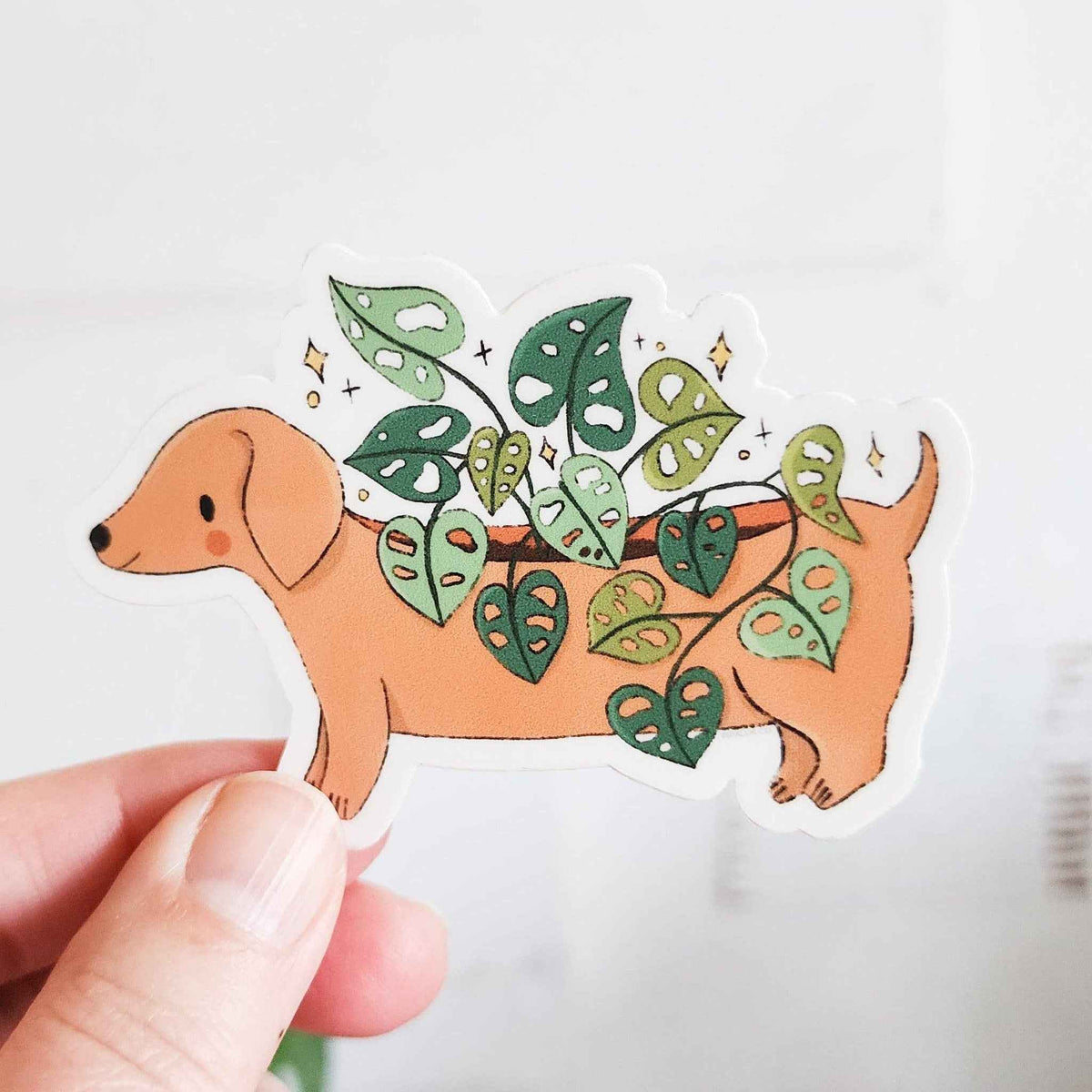 Dachshund planter vinyl sticker