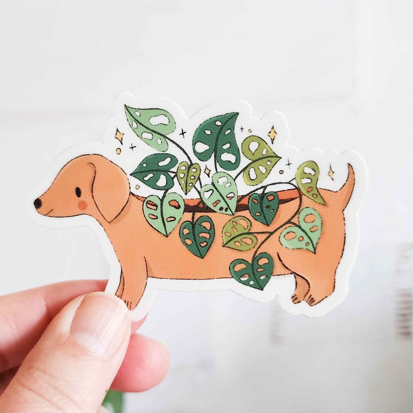 Dachshund planter vinyl sticker