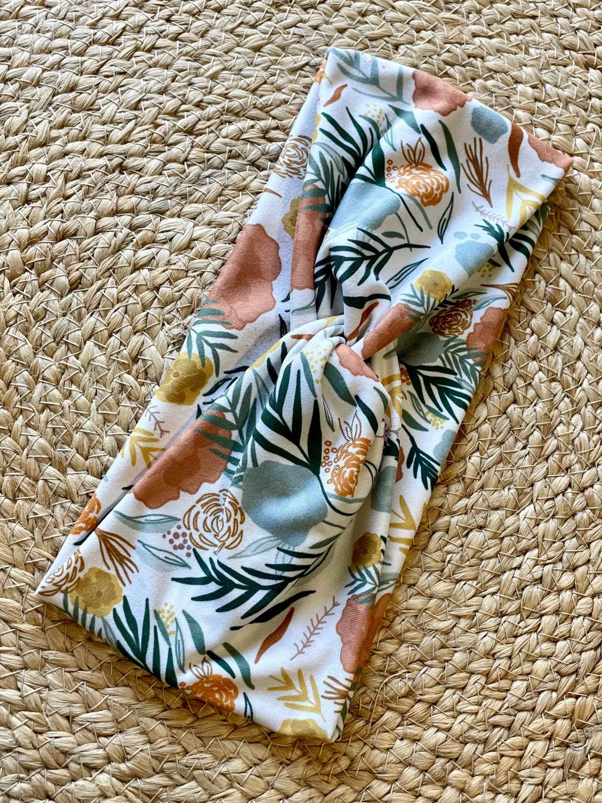 Boho Florals on Cream Knit Twist Headband