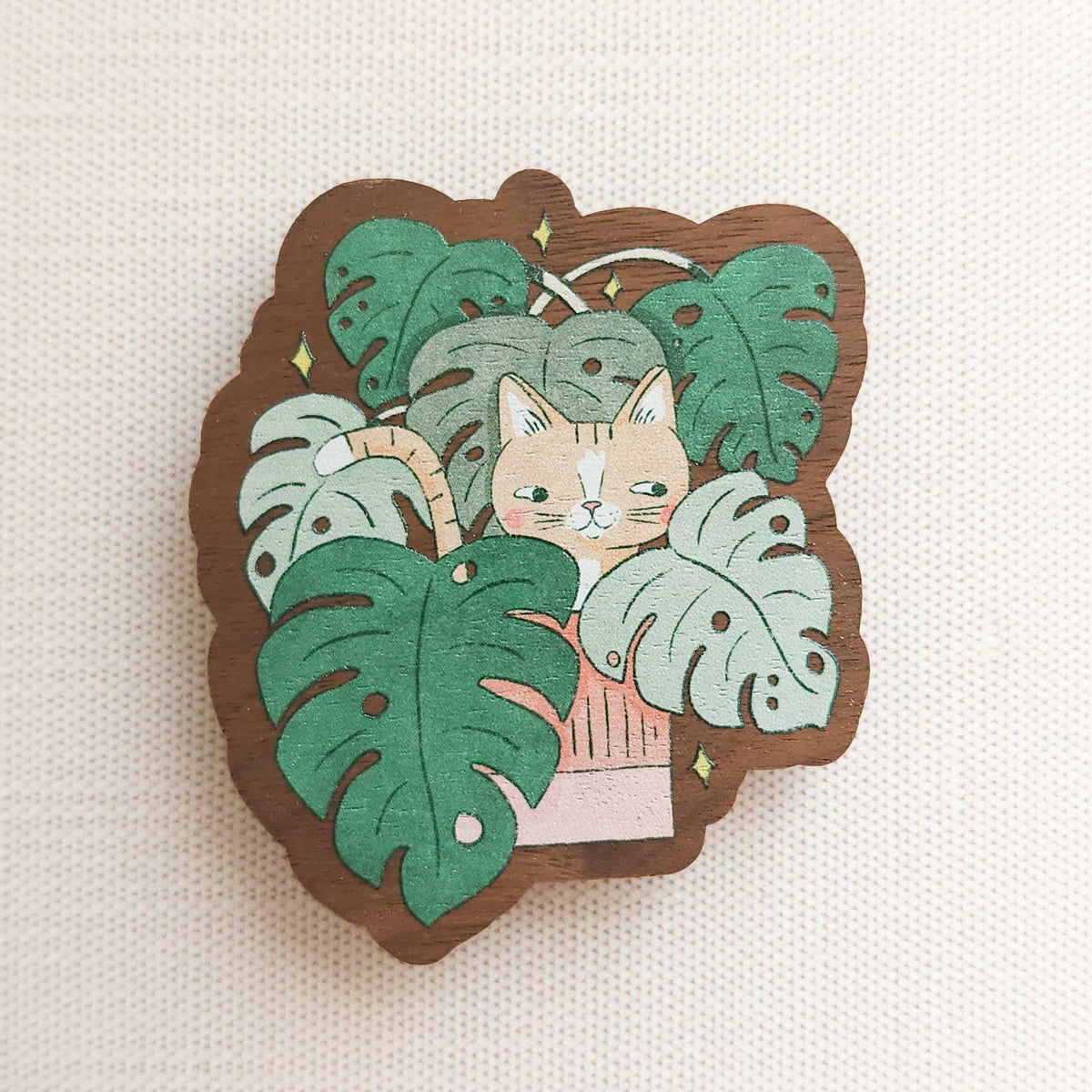 Cat in monstera refrigerator magnet