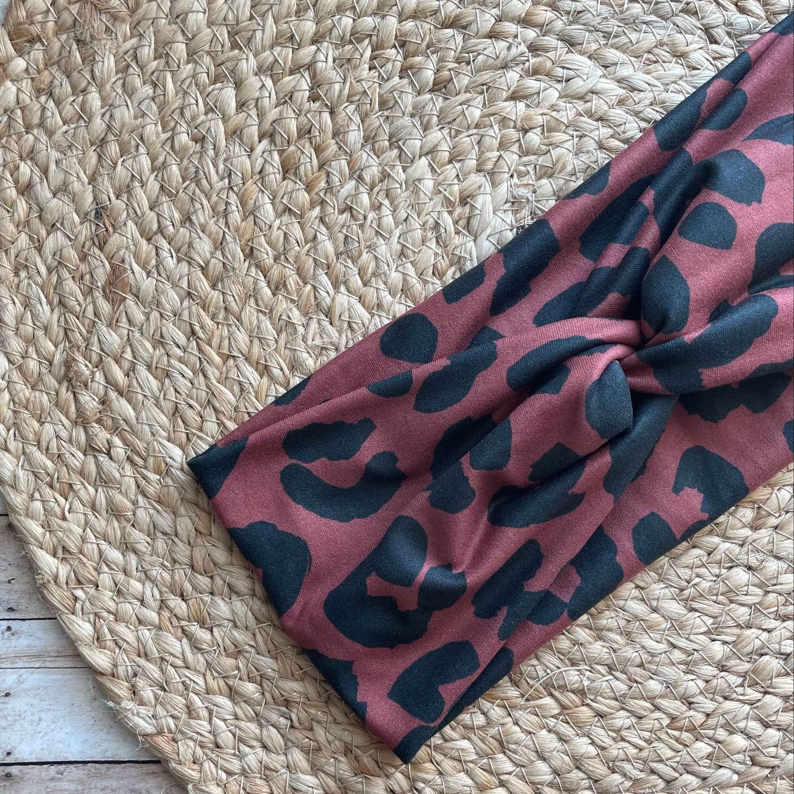 Boho Leopard Knit Twist Headband