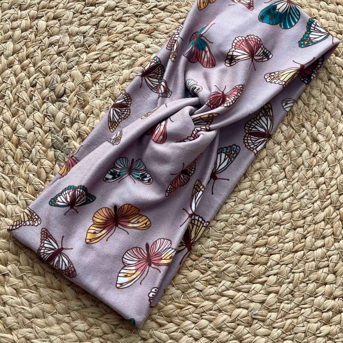 Lavender Butterflies Knit Twist Headband