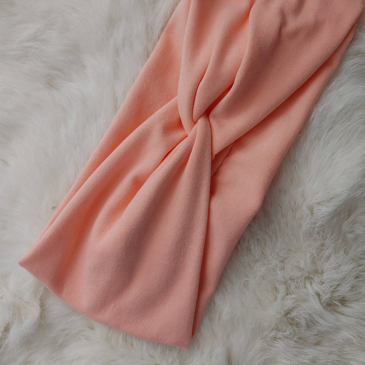 Solid Peach Twist Knit Headband