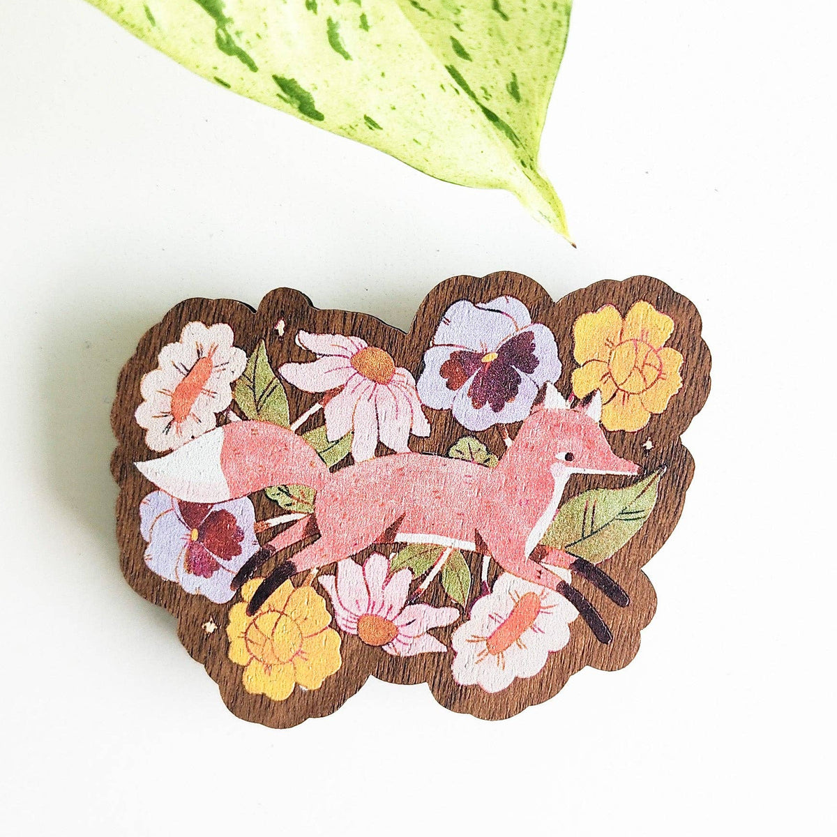 Fox in blooms refrigerator magnet