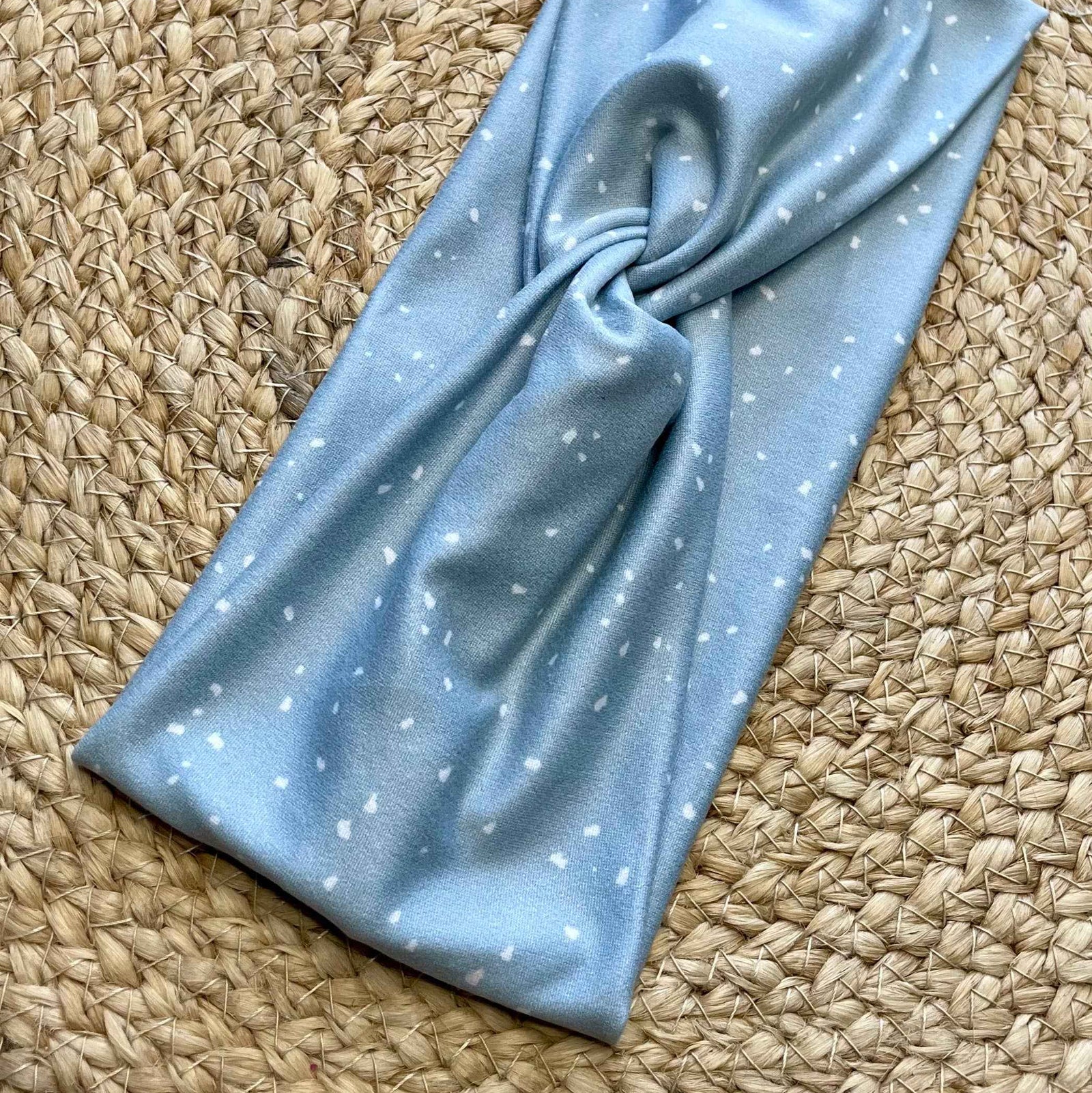 Speckled Blue Knit Twist Headband