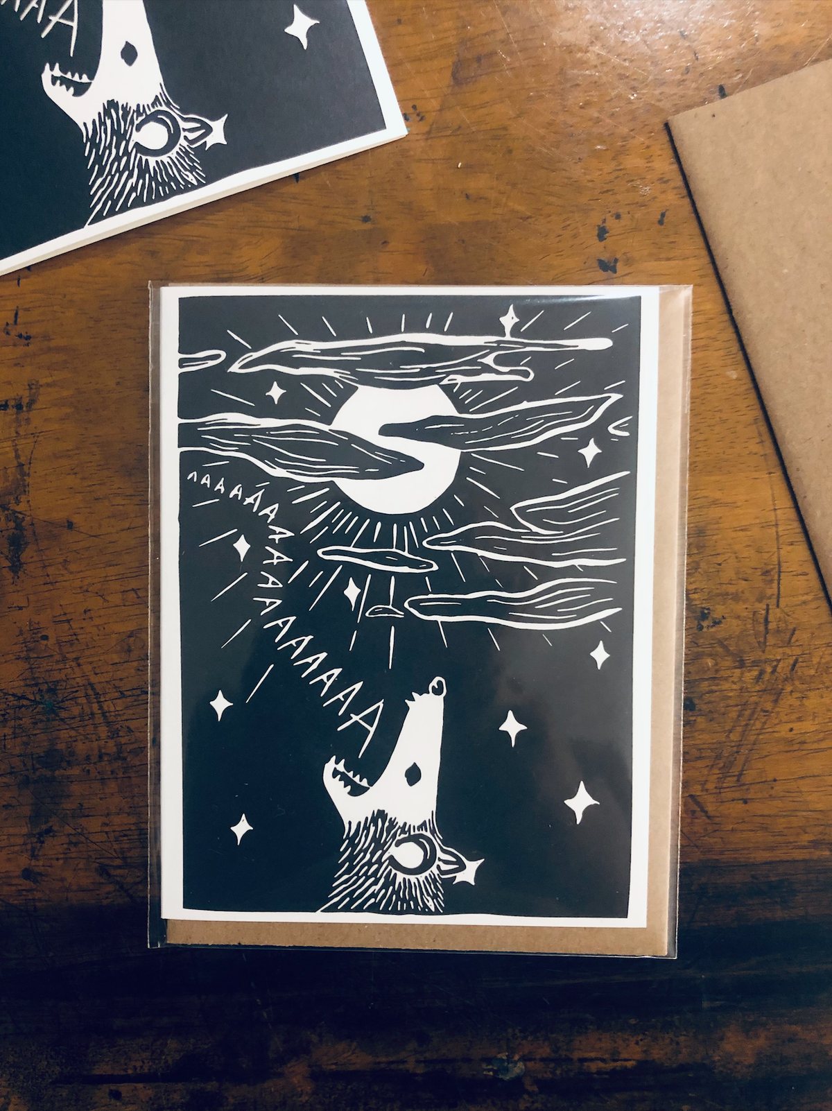 Possum Screaming At The Moon - 100% Recycled Greeting Card Greeting Card