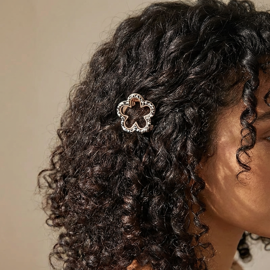 Mini Flower Hair Claw | Gold-Trim in Mixed Prints