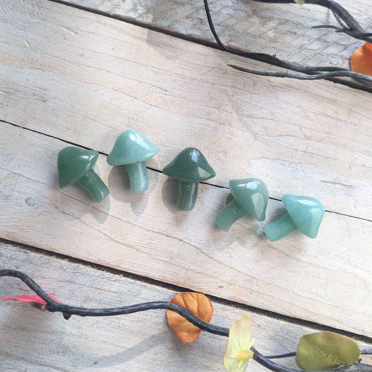 Green Aventurine Carved Mushrooms