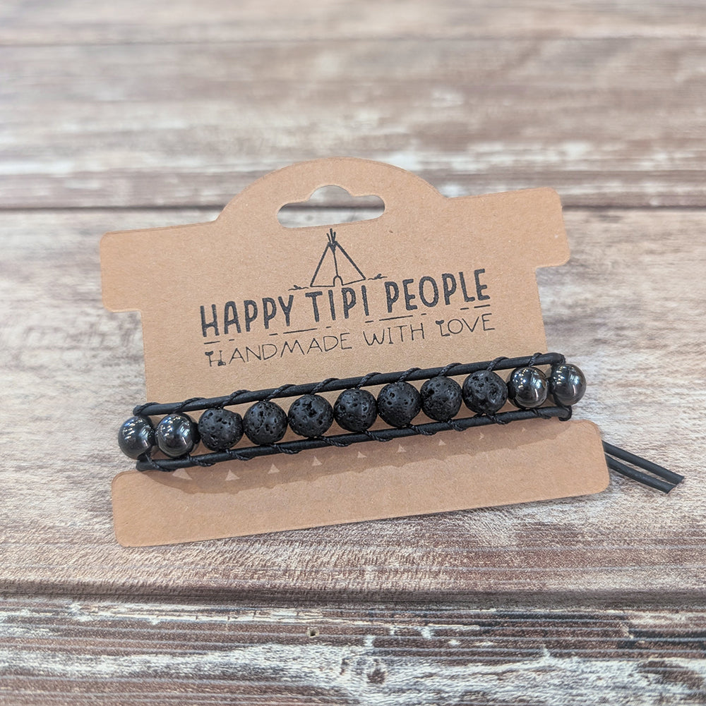 Hematite &amp; Lava Rock Bracelet | 7-8.5&quot;