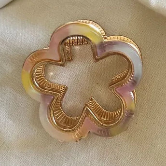 Mini Flower Hair Claw | Gold-Trim in Mixed Prints