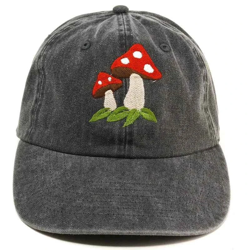 Embroidered Mushrooms Baseball Cap