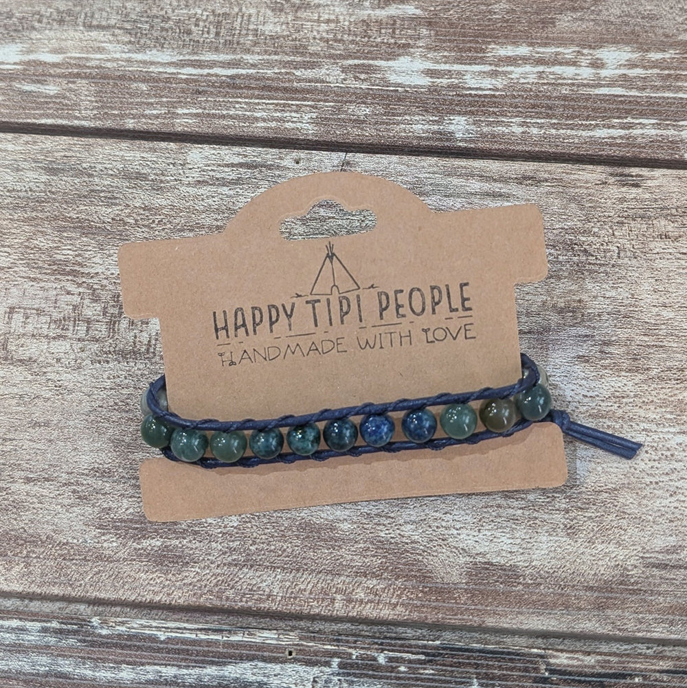 Rainforest Jasper, Indian Agate &amp; Malachite Azurite Bracelet | 7-8.5&quot;