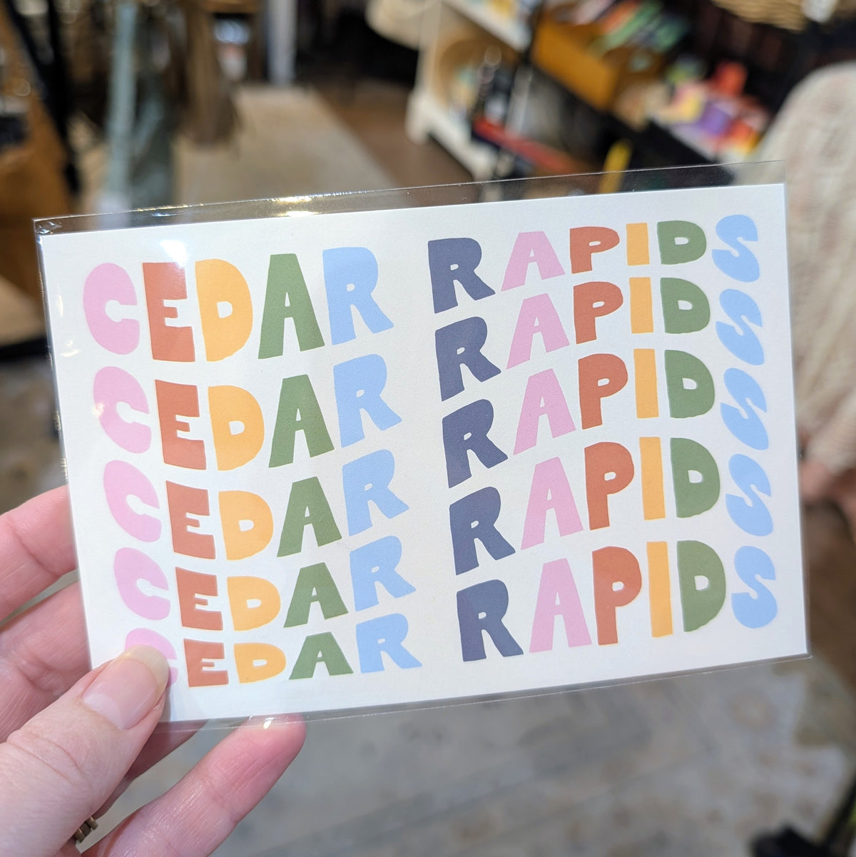 Cedar Rapids Wavy Lettering Postcard