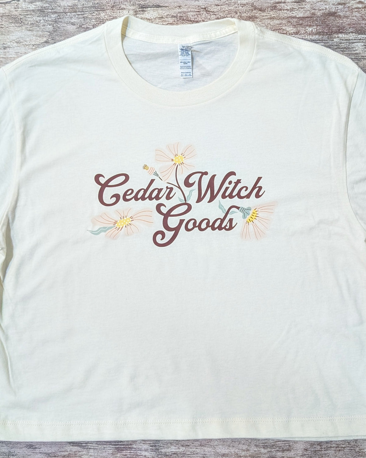 Cedar Witch Goods Crop Tee | Floral on Cream