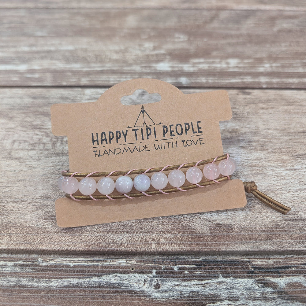 Rose Quartz, Pink Agate &amp; Kunzite Bracelet | 7-8.5&quot;