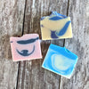 Grouping of 3 colorful bars of soap