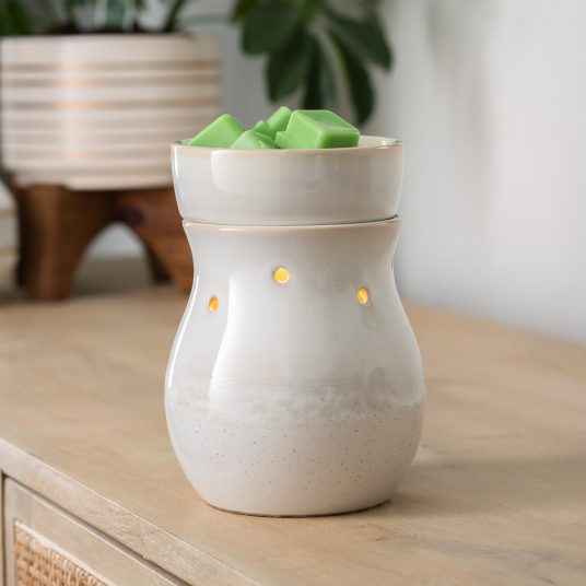 White Wax Melt Warmer With Speckled Glaze